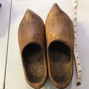 Klompen wooden shoes, handmade. Oiled. In good shape. Measure 12 inches.